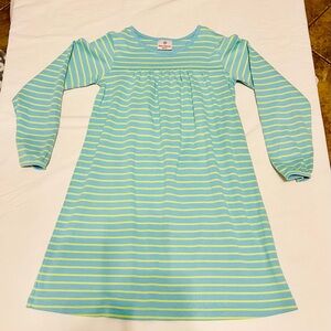 Hanna Andersson Blue and Green Striped Dress Size 10 LIKE NEW